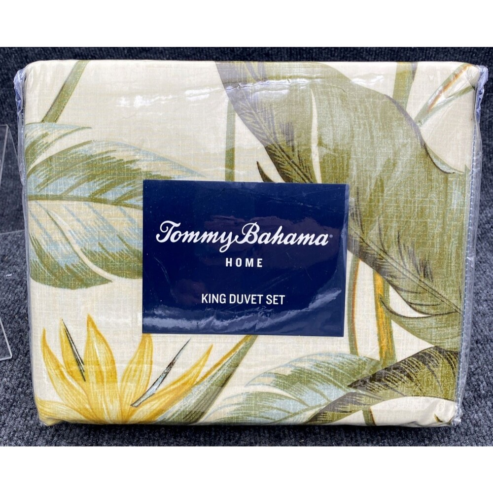 Tommy Bahama Birds of Paradise King Duvet Set 3pc Ivory Tropical Floral NIP NEW